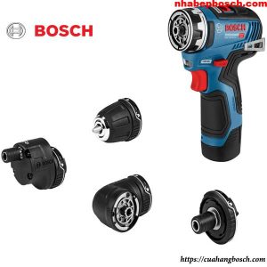 Trọn bộ máy khoan vặn vít dùng pin Bosch GSR 12V 15-FC cùng các phụ kiện đi kèm